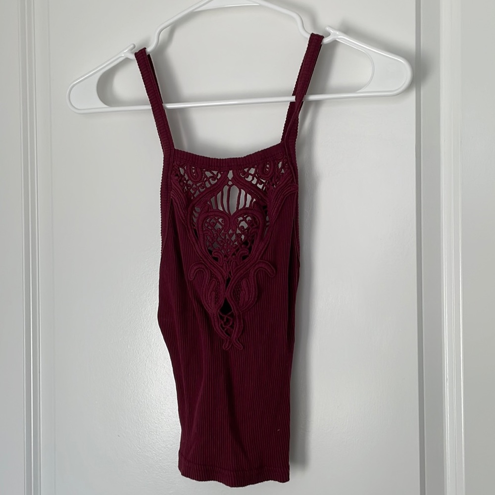 Lace cut out crop top